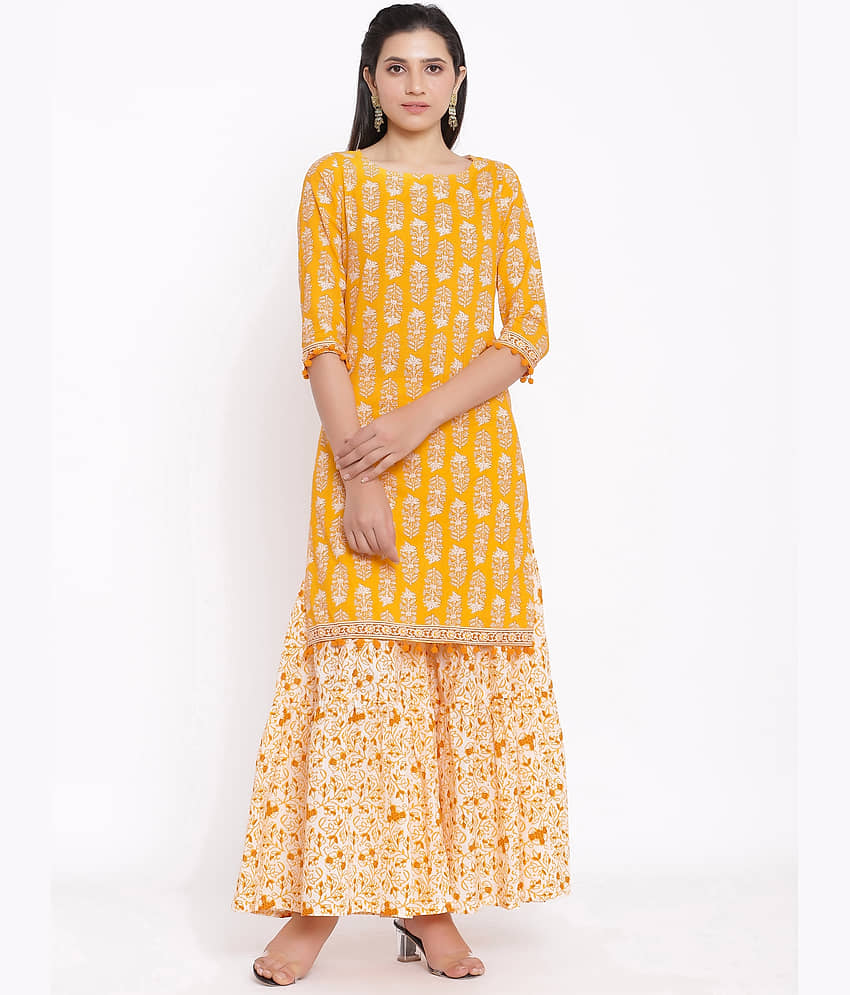 SAART BUNAAI Cotton Kurti With Sharara And Gharara - Stitched Suit
