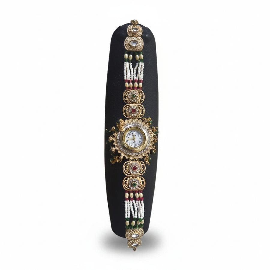 Traditional Ethnic Kundan Style Bracelet Watch view 2