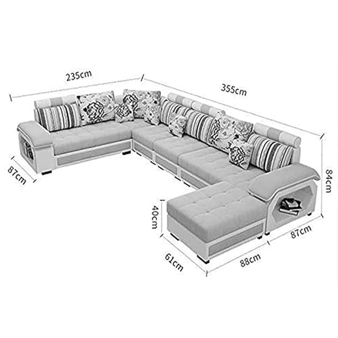Starlet Furniture U Shape Latest Model Attractive Sectional Sofa Set Couch 12 Seater for Living Room, Set U Pholsterysuede Fabric, Color Sky Blue view 2