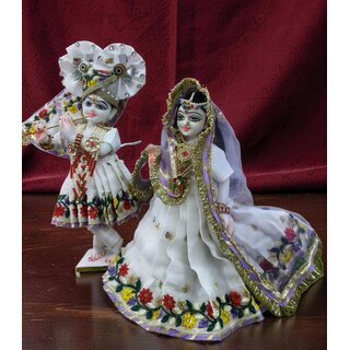 Handcrafted Radha Krishna Poshak Dress with Floral Border and Dupatta view 2