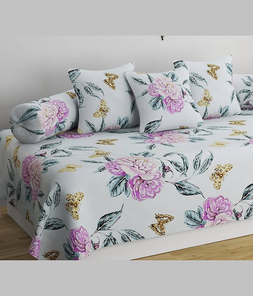 SHOMES Cotton Floral Diwan Set 6 Pcs - Multi view 2