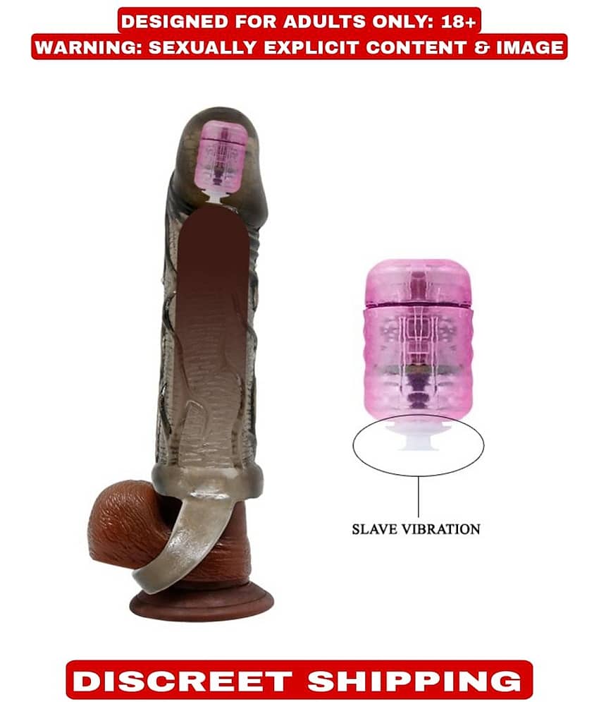 PRETTY LOVE JUMBO HEAD 6.9 INCH REUSABLE WASHABLE SILICONE VIBRATING PENIS SLEEVE BY KAMAHOUSE view 2