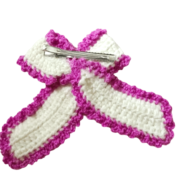 Handmade Crochet Ribbon Bow Applique view 2