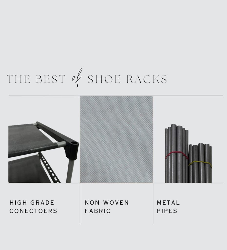Philoshop 4-shelves Durable Metal Frame Modular Shoe Rack with 100 GSM Fabric in Grey Unique Pokemon Cartoon Print view 2