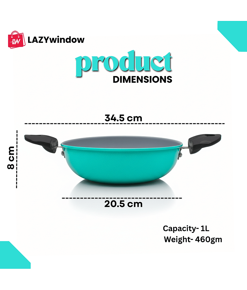 LAZYWINDOW Non-stick Kadhai Induction Bottom Bakelite Handle 3 mm Thickness 21 cm Diameter ( 1 L ) view 2
