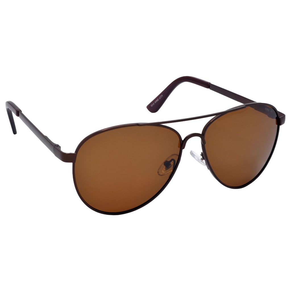 Stylish Pilot Full-Frame Metal Polarized Sunglasses for Men and Women | Brown Lens and Brown Frame | HRS-KC1015-BWN-BWN-P view 2