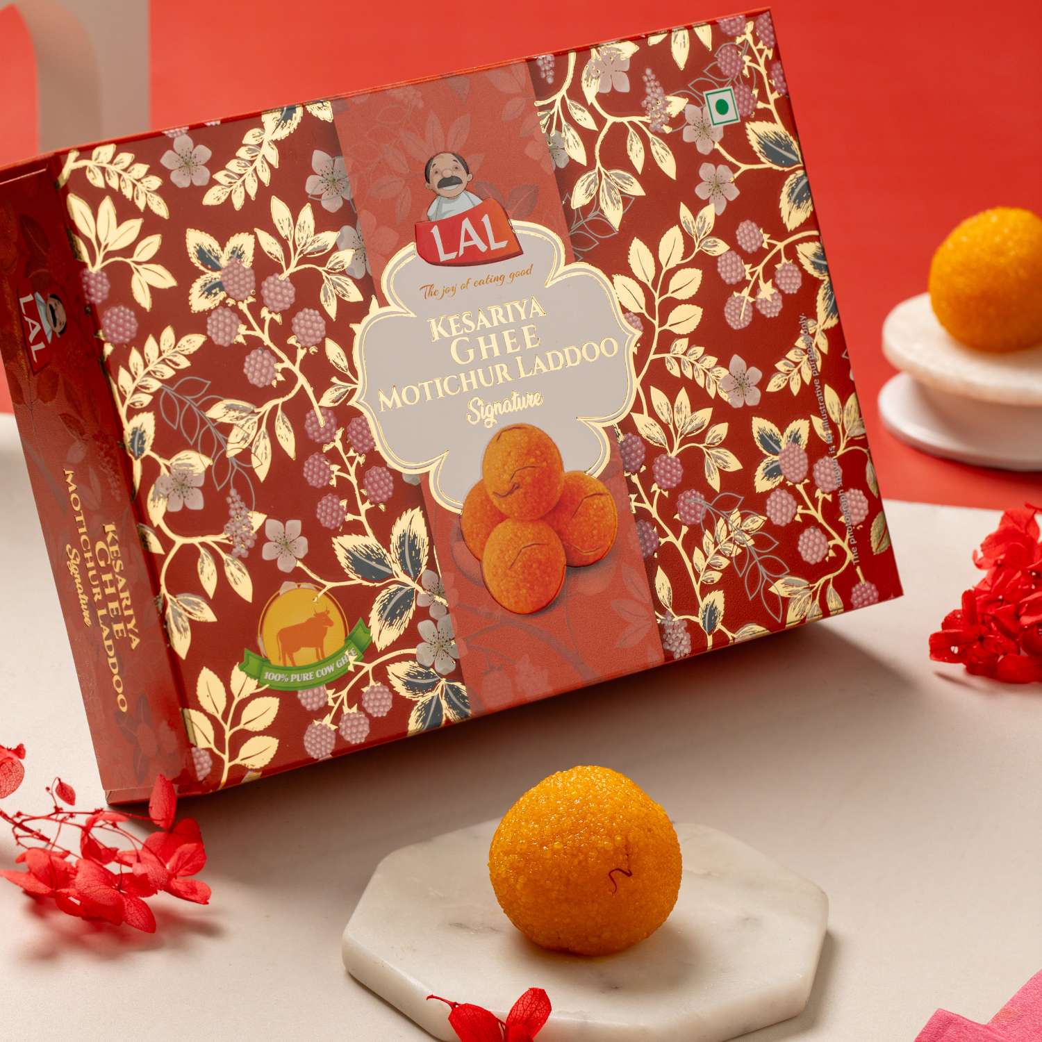 Lal Sweets Kesariya Ghee Motichur Laddoo - 400g view 2