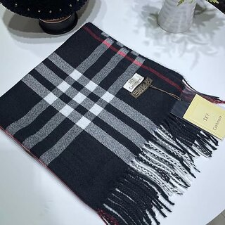 (Pack of 2) Premium Checkered Woolen Mufflers Unisex - Luxurious Winter Scarves (Black) view 2
