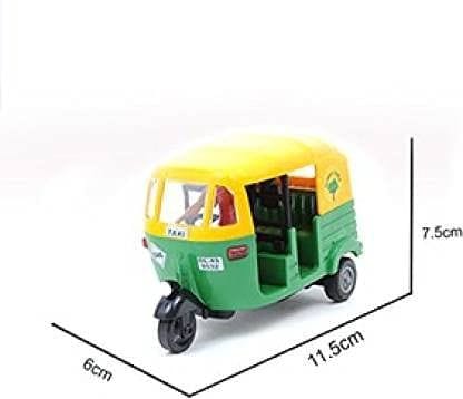 CNG Auto Rickshaw with Driver Pull Back Action Toy for Kids (Yellow and Green)(Pack of 2) view 2