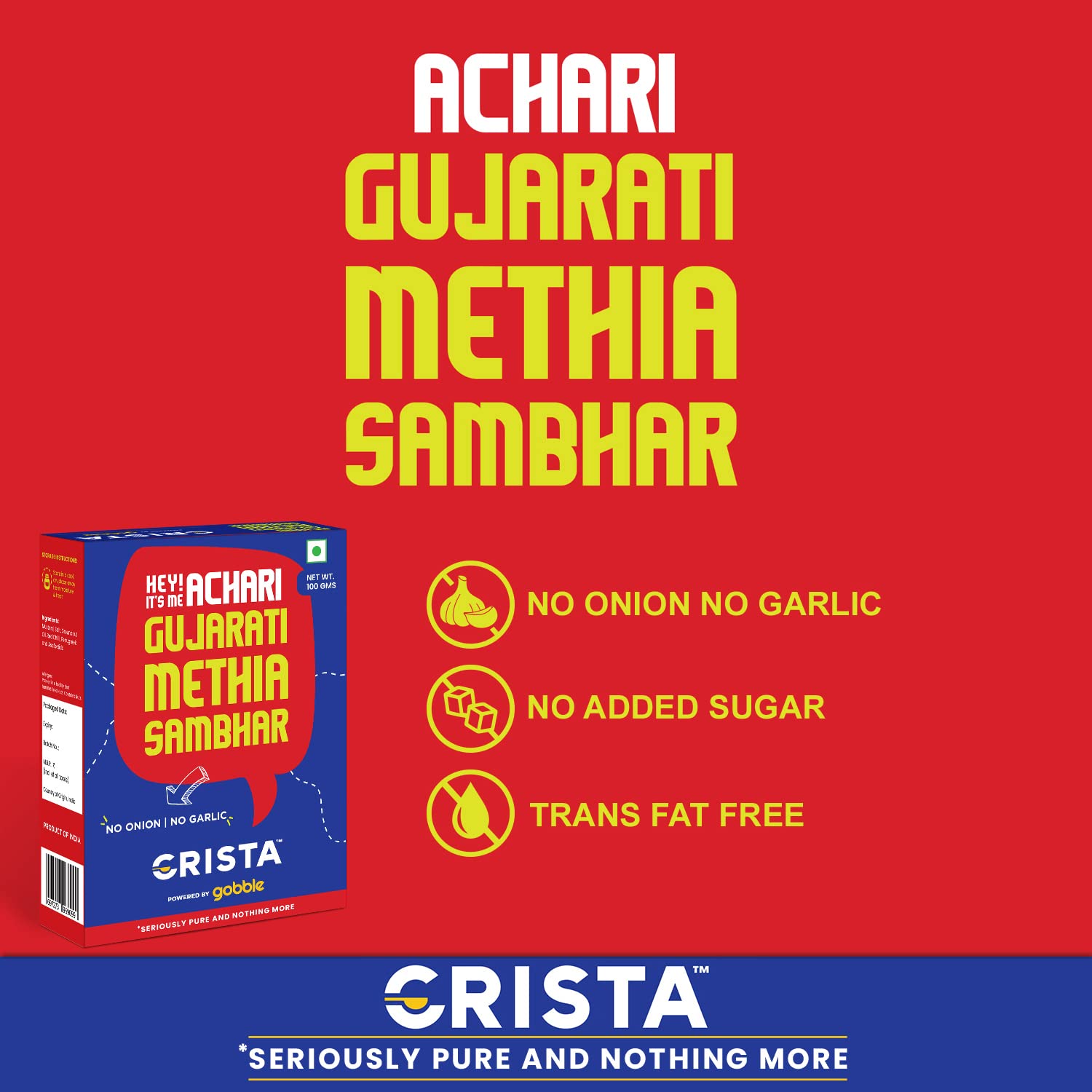 CRISTA Achari Gujarati Methia Sambhar, 100 gm view 2