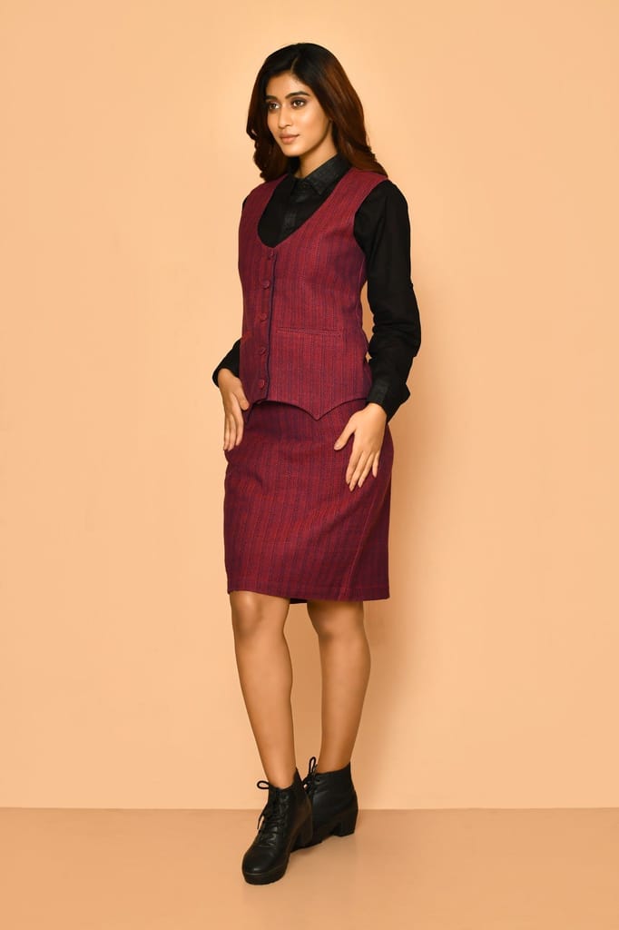 Celina women's handloom cotton skirt co-ord set view 2
