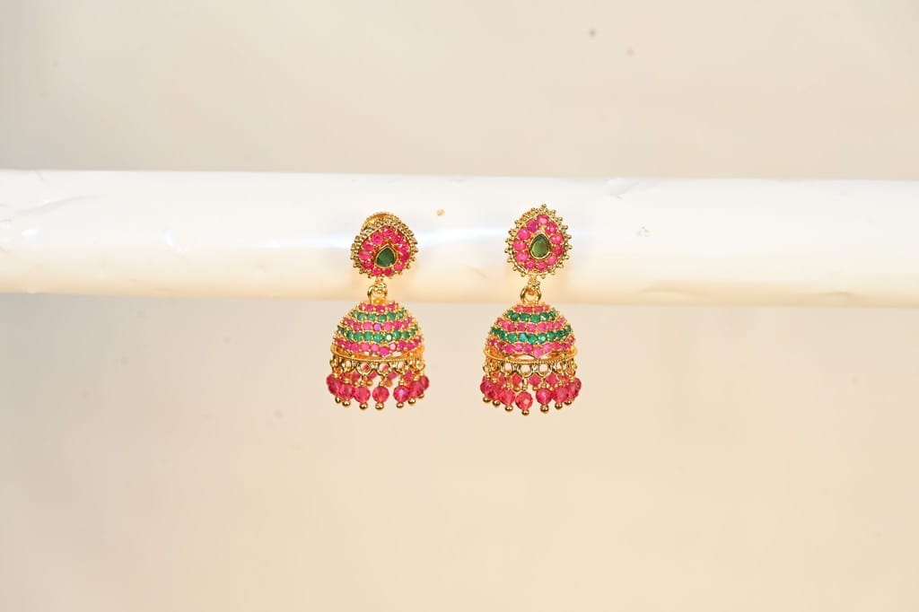 Emerald Jhumka Earrings view 2