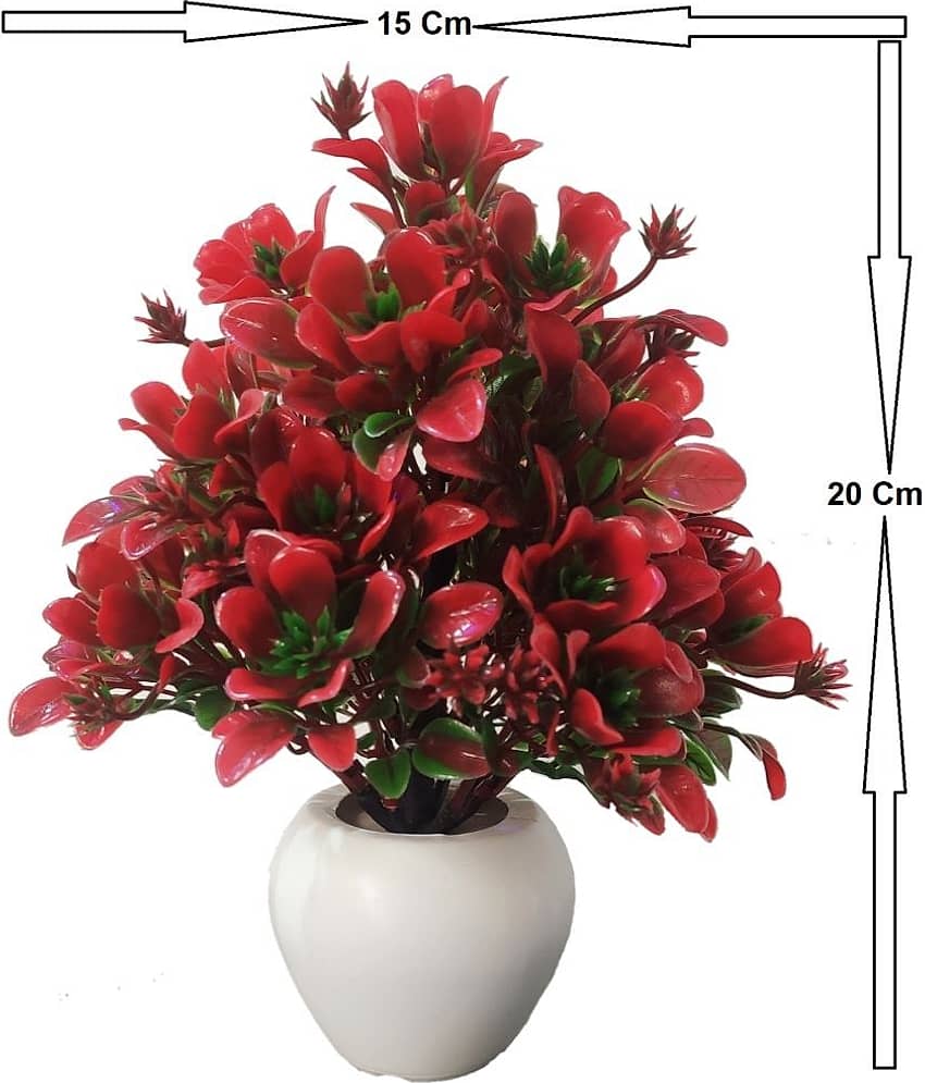 BAARIG - Red Wild Artificial Flowers With Pot ( Pack of 2 ) view 2