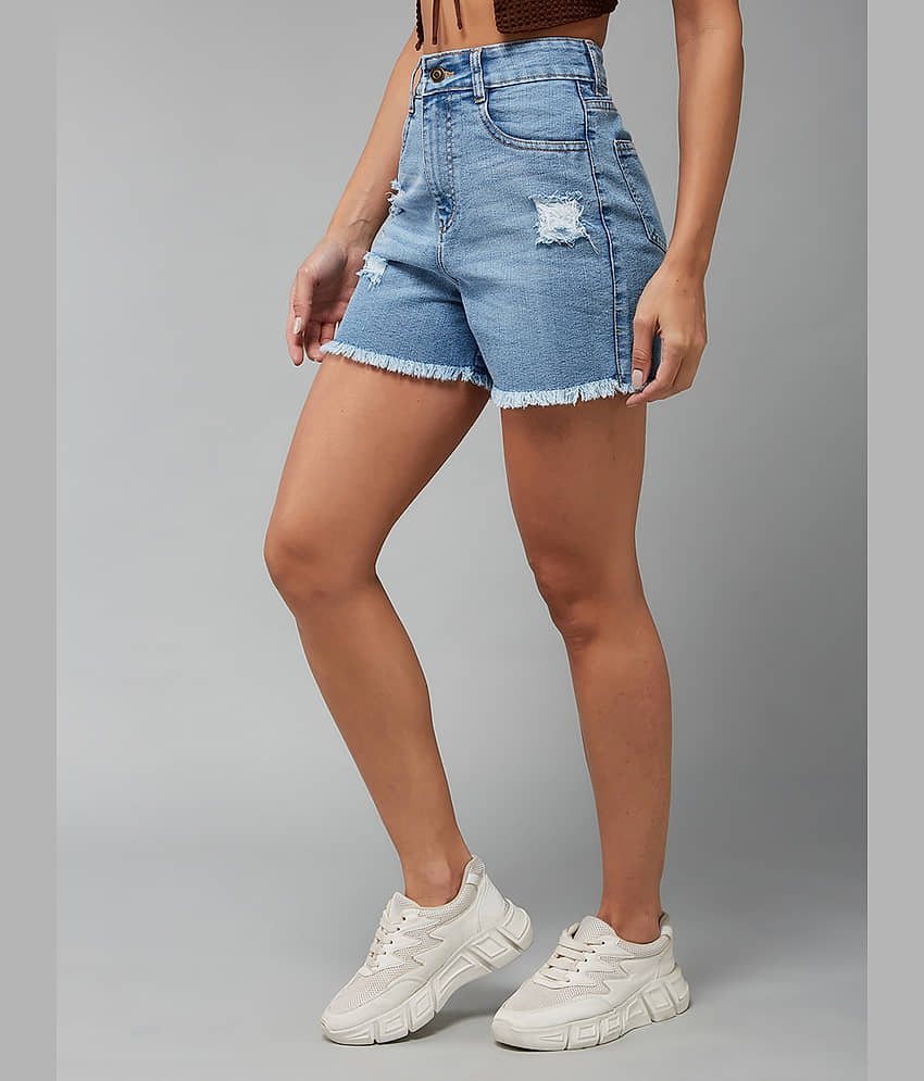 Miss Chase Denim Hot Pants - Blue view 2