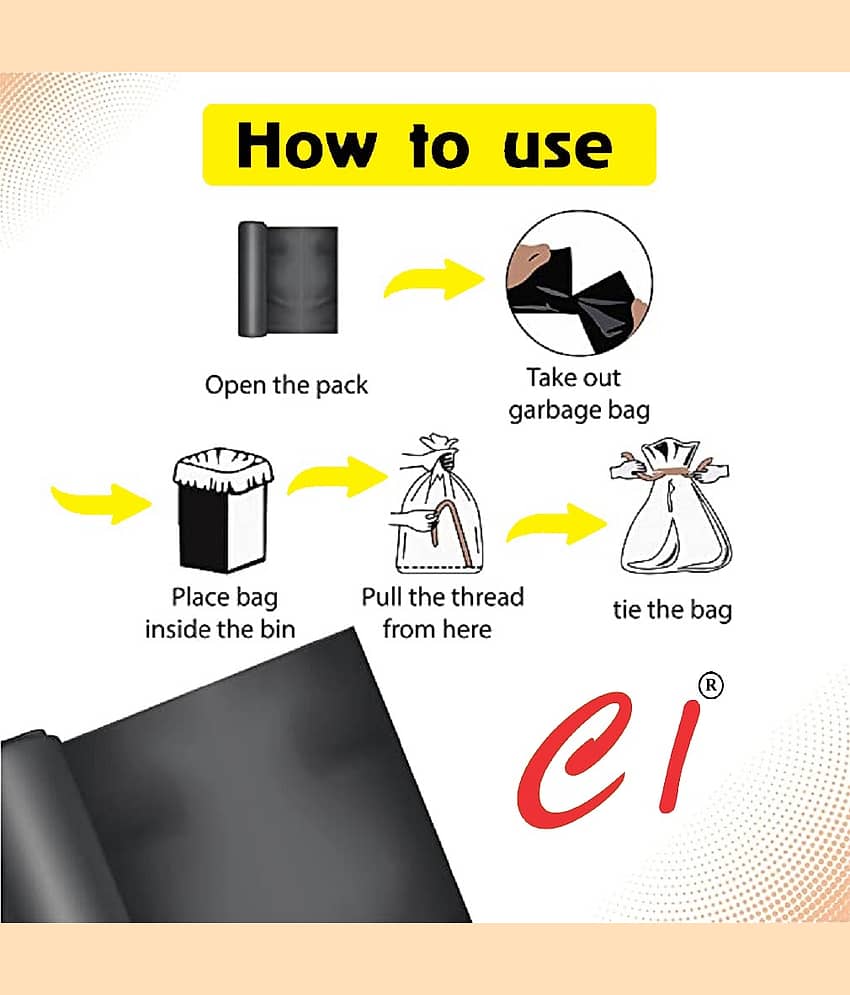 Ci - Black Virgin Plastic Dustbin and Garbage bags view 2