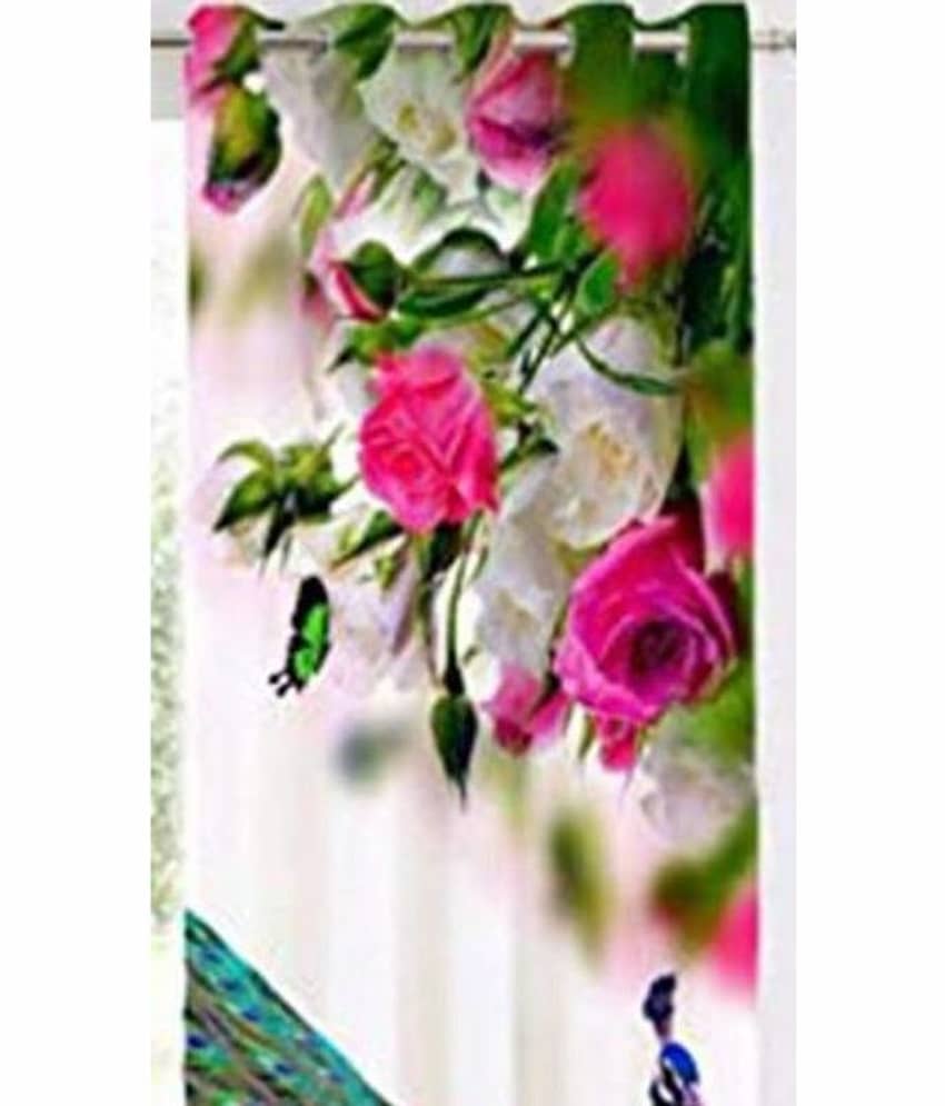 BELLA TRUE Abstract Semi-Transparent Eyelet Curtain 7 ft ( Pack of 2 ) - Multicolor view 2