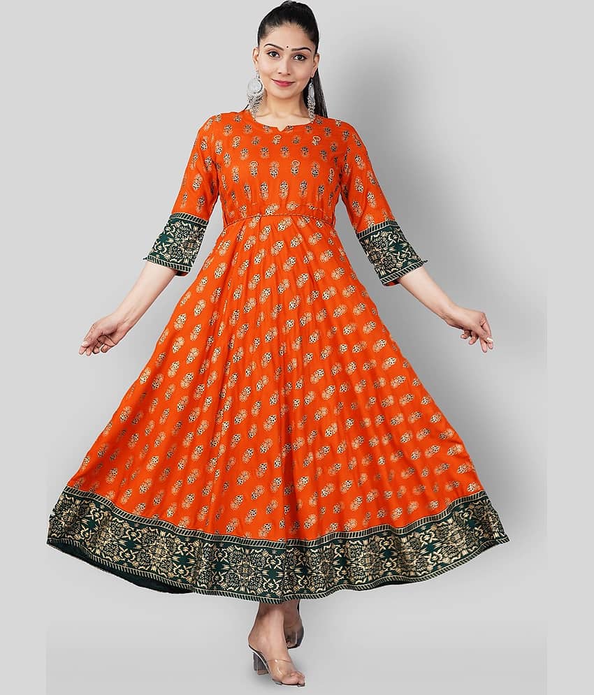 Mishree Collection - Blue Rayon Women's Anarkali Kurti ( Pack of 1 )