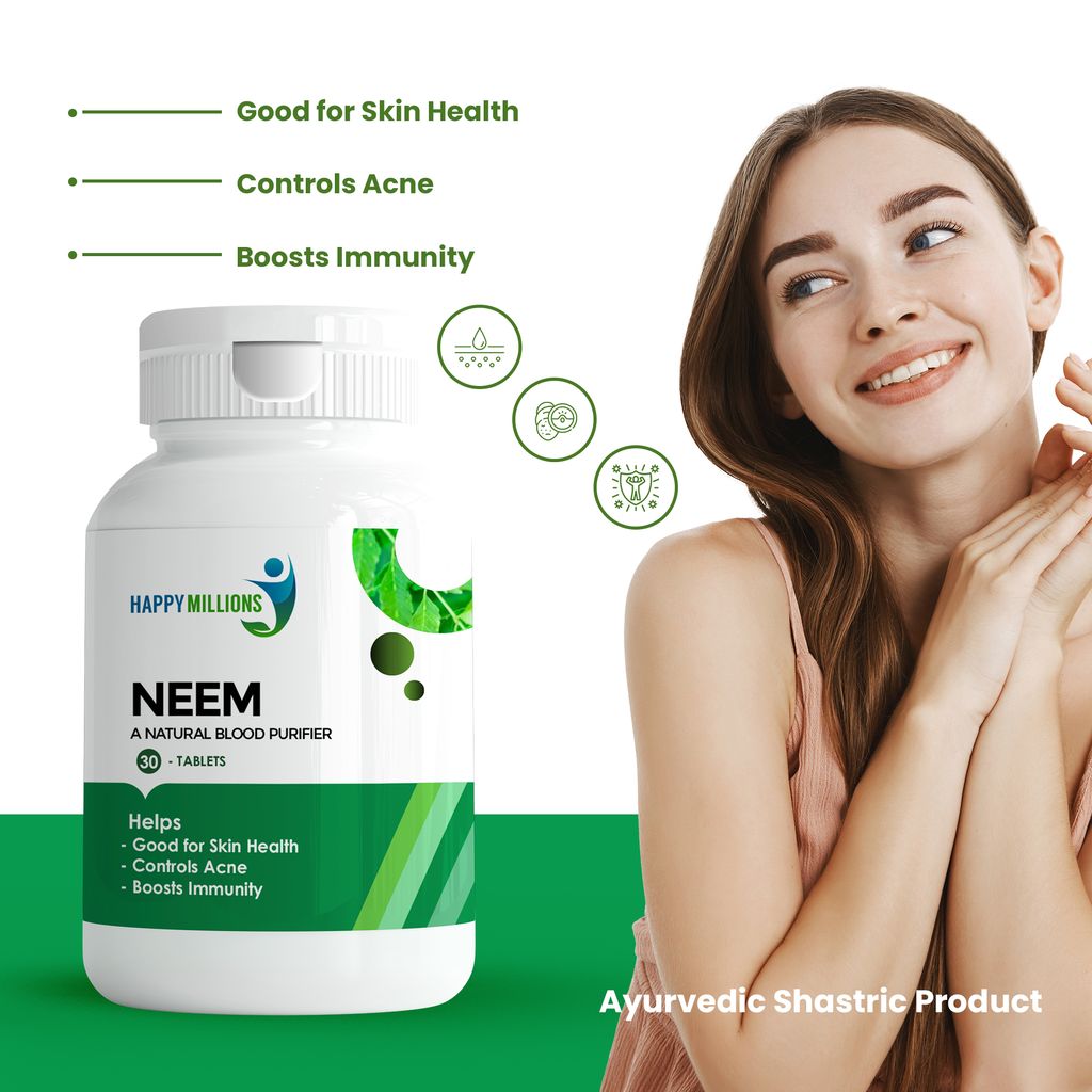 Happy Millions Ayurvedic Neem And Shilajit || Combo Pack of 2 || (30+30) Tablets view 2