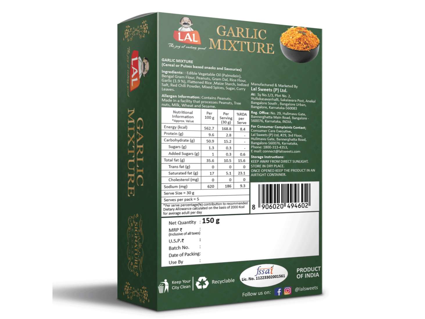 Lal Sweets Garlic Mixture - 150g view 2