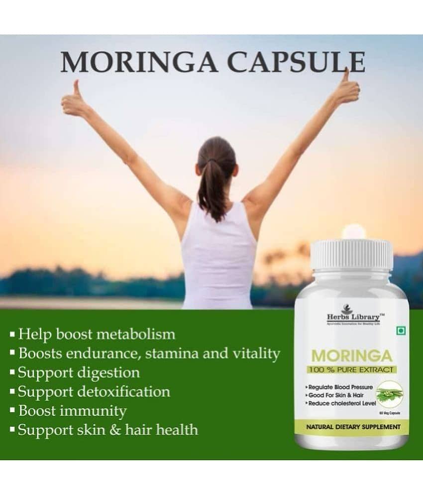 Herbs Library Moringa Extract helps in maintaing Metabolism & Digestion 60 Capsules Each (Pack of 2) view 2
