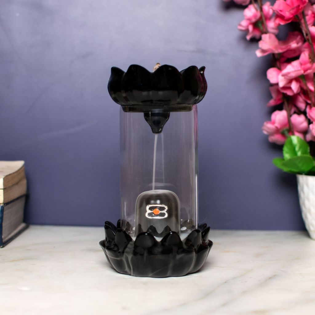 Craftlayout Resin Shivling Backflow Smoke Incense Burner, 7.5 Inch Black view 2