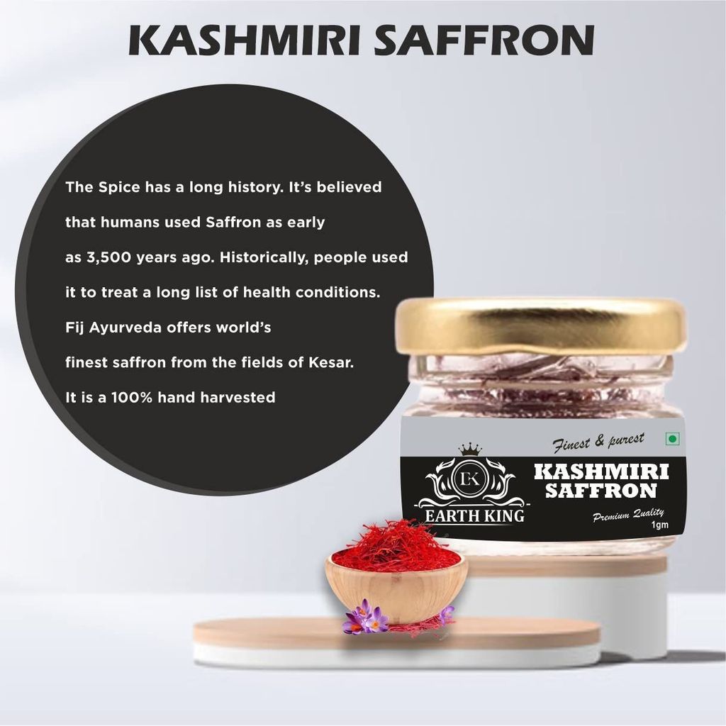 EARTH KING A++ Grade Pure & Natural Kashmiri Saffron Threads |Original Kesar| Kesar/Keshar/Zafran/Jafran for Pregnant Women � 2GM (Combo Pack) view 2