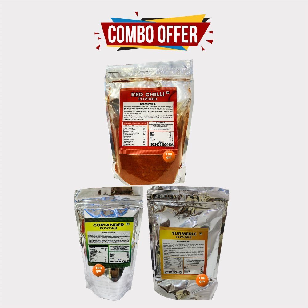 Combo Pack of Coriander, Turmeric and Red Chilli Powder view 2