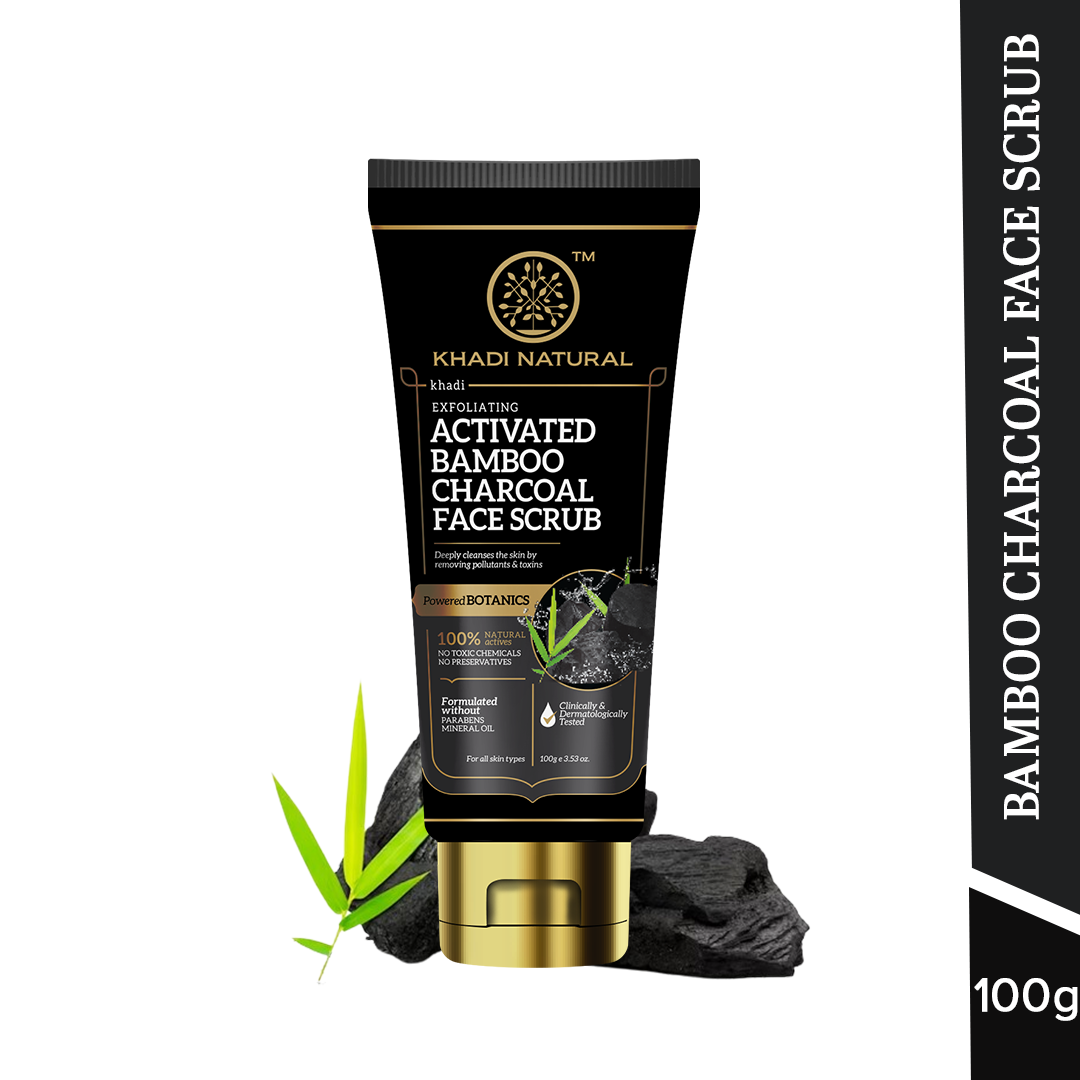 Khadi Natural Activated Bamboo Charcoal Face Scrub - 100gm view 2