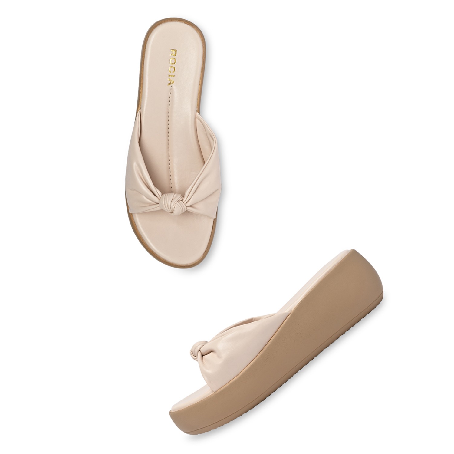 Cream Women Knotted Casual Platforms view 2