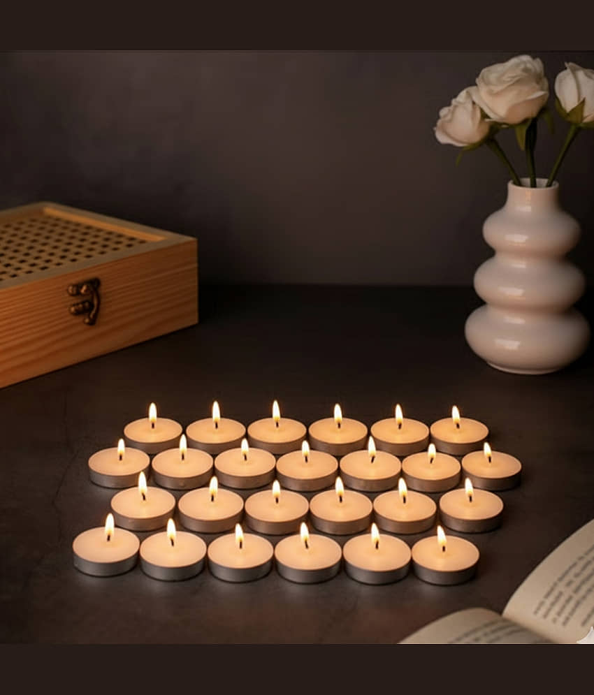 TYOHAAR White Unscented Wax Tea Light Candle 20 cm ( Pack of 50 ) view 2
