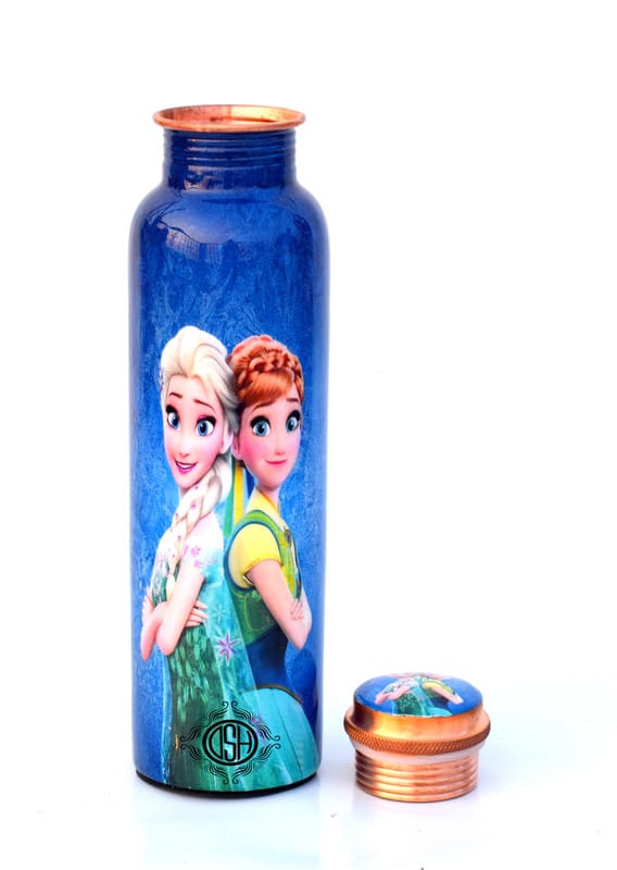 Copper Bottles for Printed with Art Work, Travelling Purpose Bottles, Yoga Ayurveda Healing, 950 ML (Design SM 22) view 2