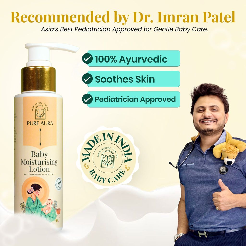 Pure Aura Rich Moisture Baby Lotion 100ml | Nourishing Cream for Soft & Sensitive Skin | Ayurvedic & Chemical-Free | Daily Use | Safe for Newborns Baby & Kids view 2