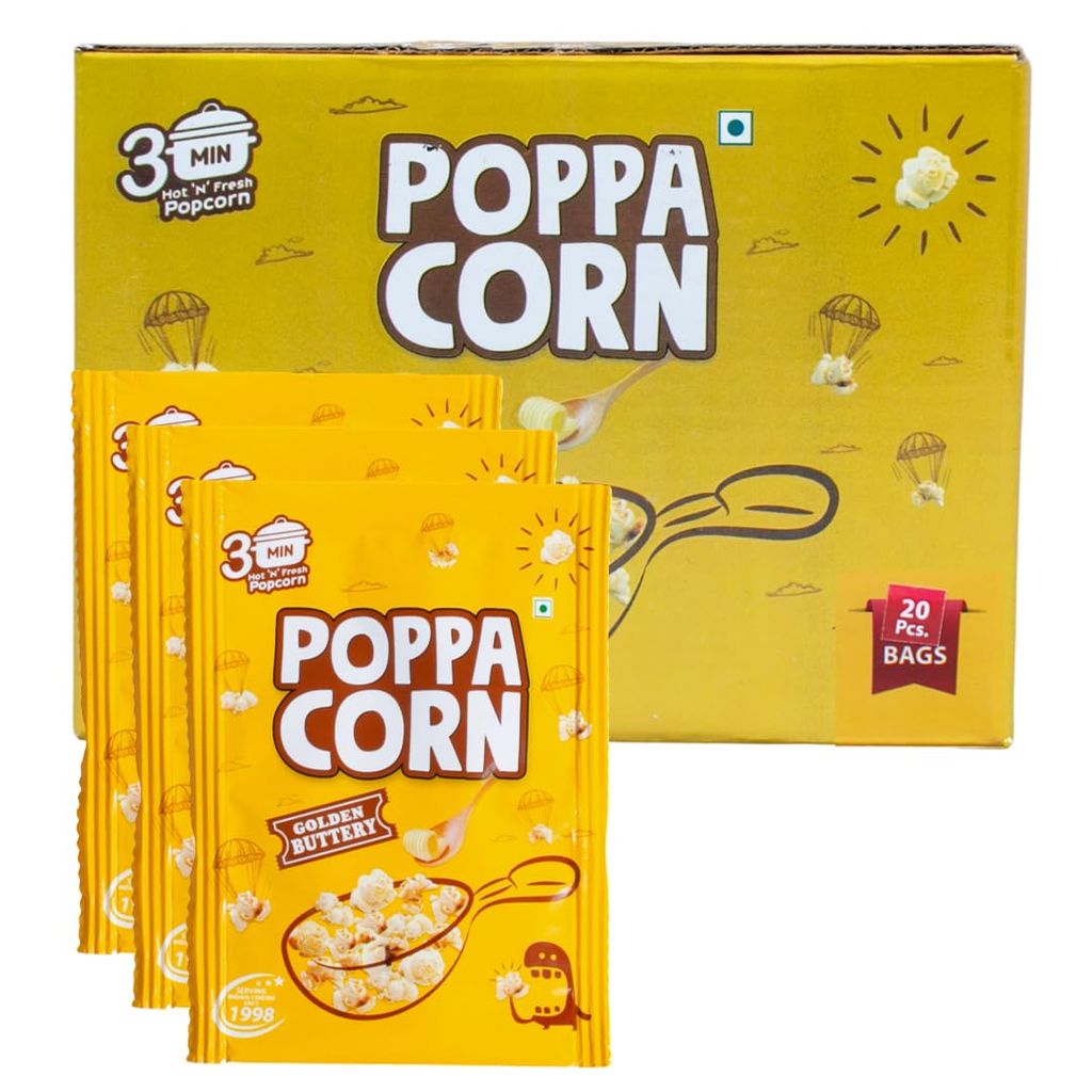 Poppacorn Instant Popcorn 700gms Popcorn Kernels 35gx20 pouches Pack of 20 (700, Golden Buttery)