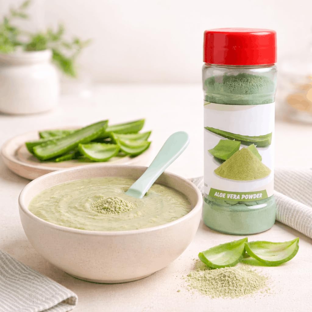 alNaqi Aloe Vera Powder 50g – Pure Aloe Leaf for Face Care, Natural Herbal Powder for DIY Face Packs, Soothing Skin Care view 2