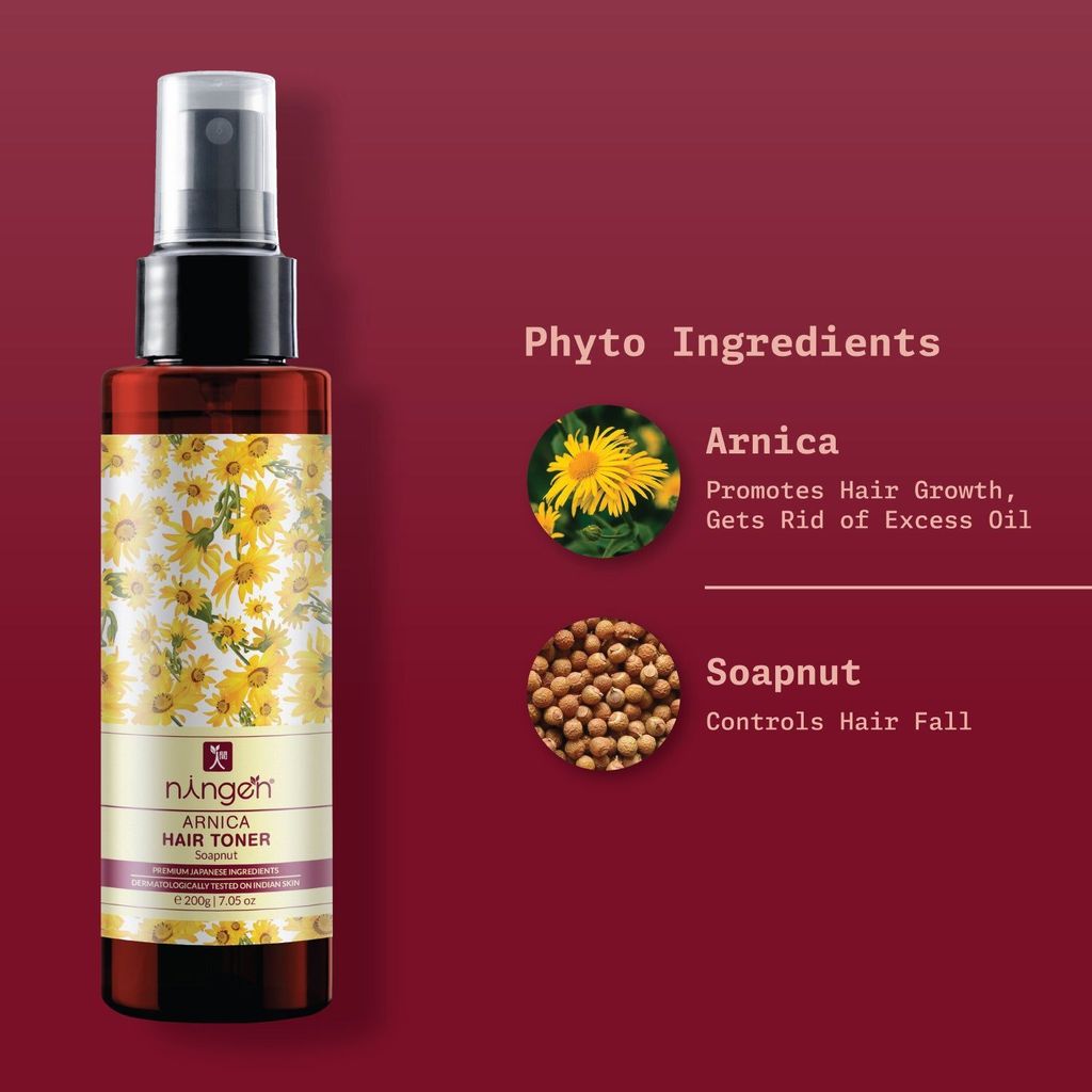 Ningen Arnica Hair Toner I Enriched with Potent Soapnut (Reetha) Extracts I Dermatologically Tested, Paraben Free I Manages Hair Color and Texture, Long Lasting Effects I 200g view 2