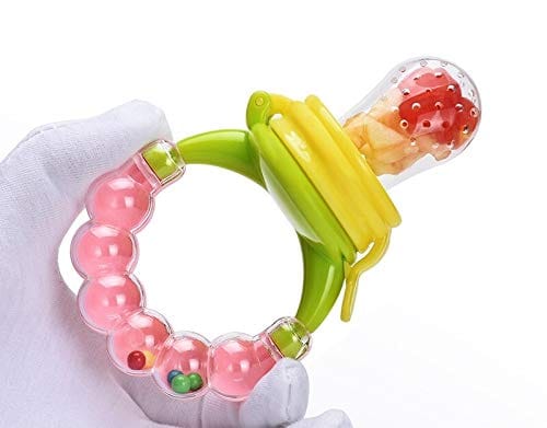 Baby Fruit & Food Feeder Pacifier with Rattle Handle – Silicone Nibbler Teether for Safe Weaning view 2