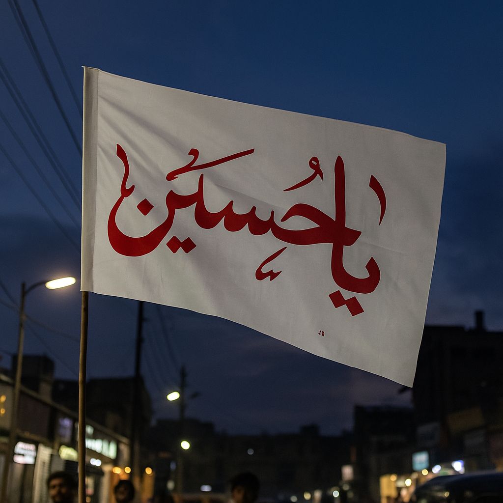Ya Hussain (a.s) Flag Square Hand Flag view 2