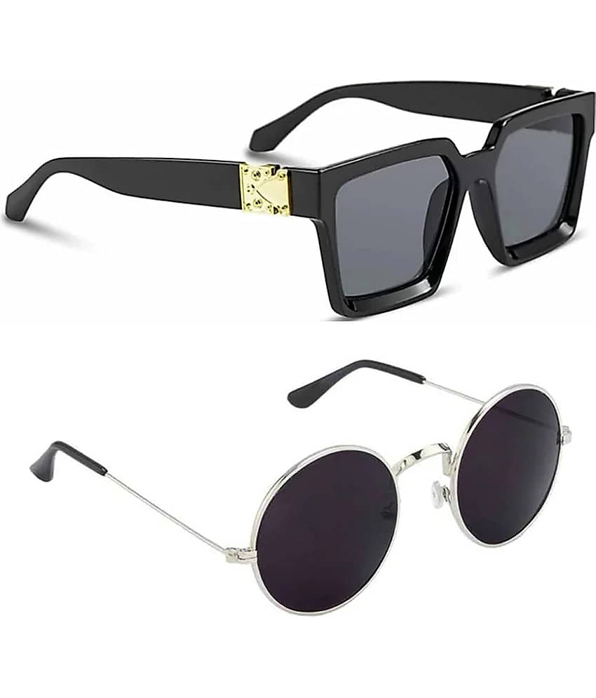 Kanny Devis - Black Rectangular Sunglasses ( Pack of 2 ) view 2