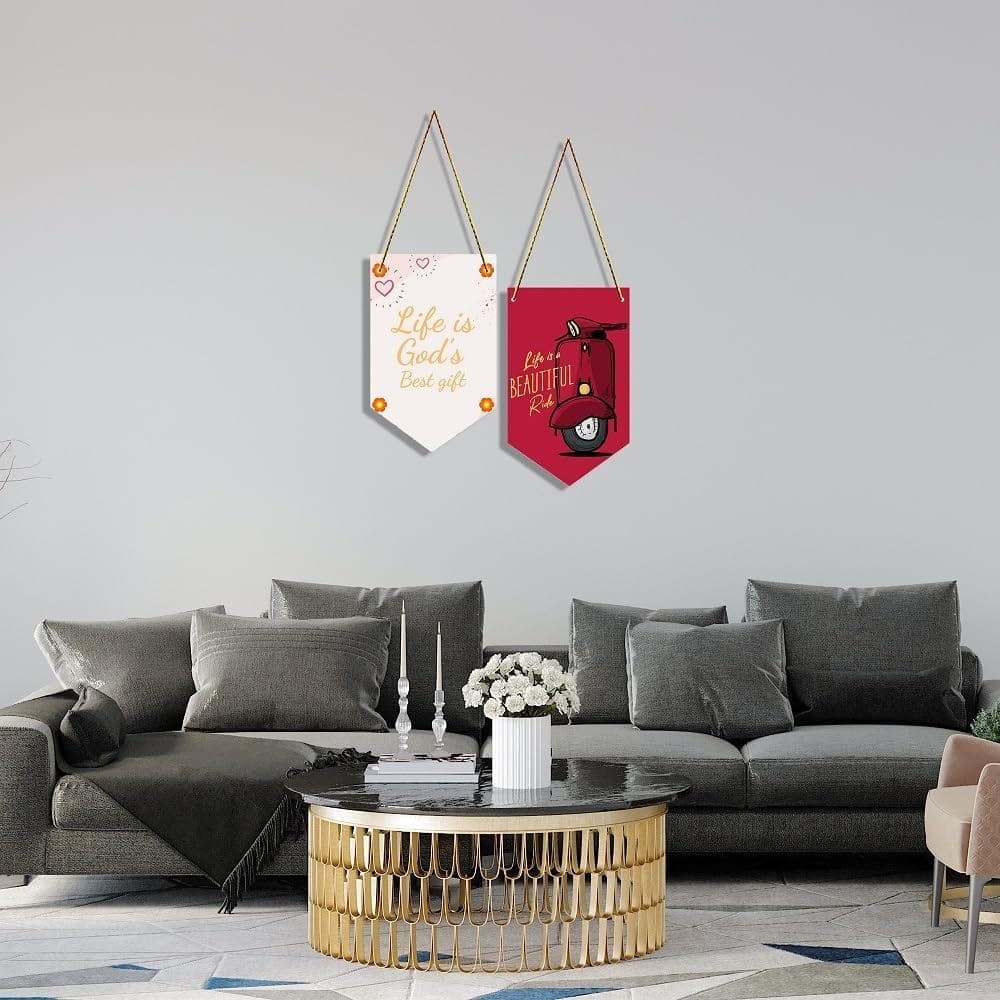 Charmor Life is God's Best ..Decorative Wall Hanger for Living Room | Bedroom | Office | Gift | Home Decoration | Home Decor Items (WH3504, Set of 2) view 2