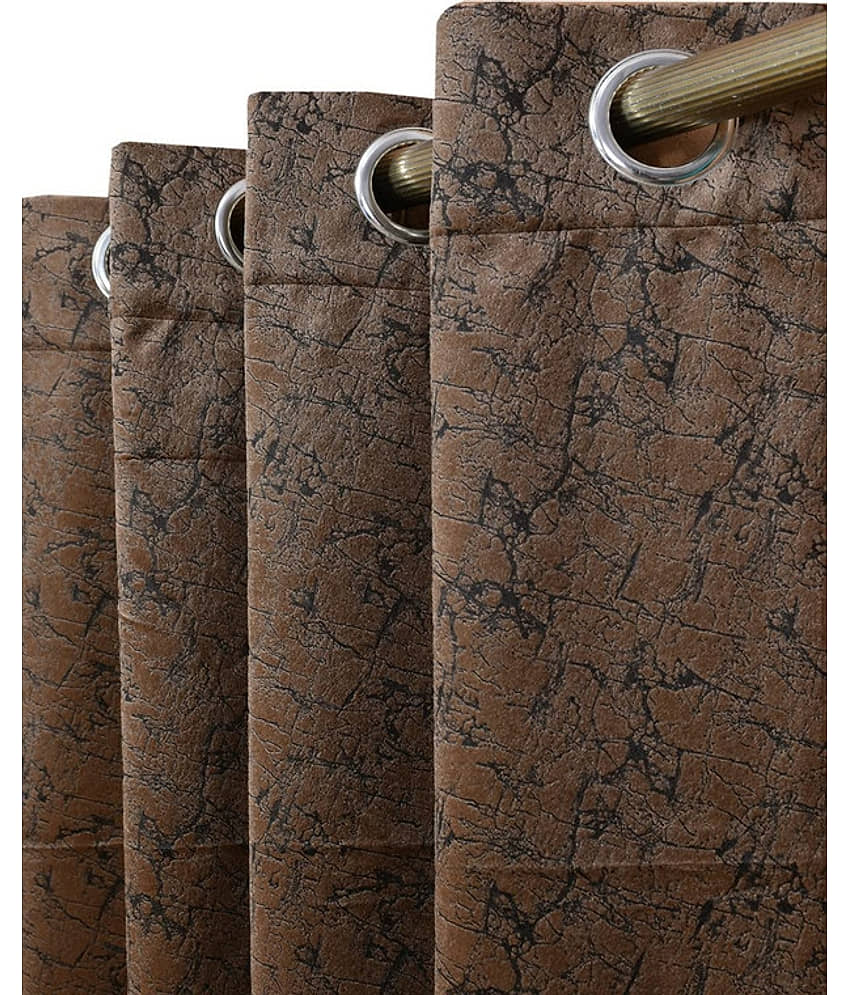 Kraftiq Homes Abstract Blackout Eyelet Curtain 5 ft ( Pack of 2 ) - Brown view 2