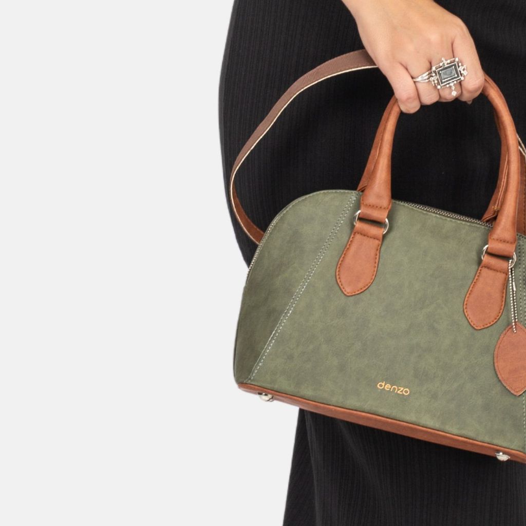 Sandstone Handbag with Sling (Tan & Green) view 2
