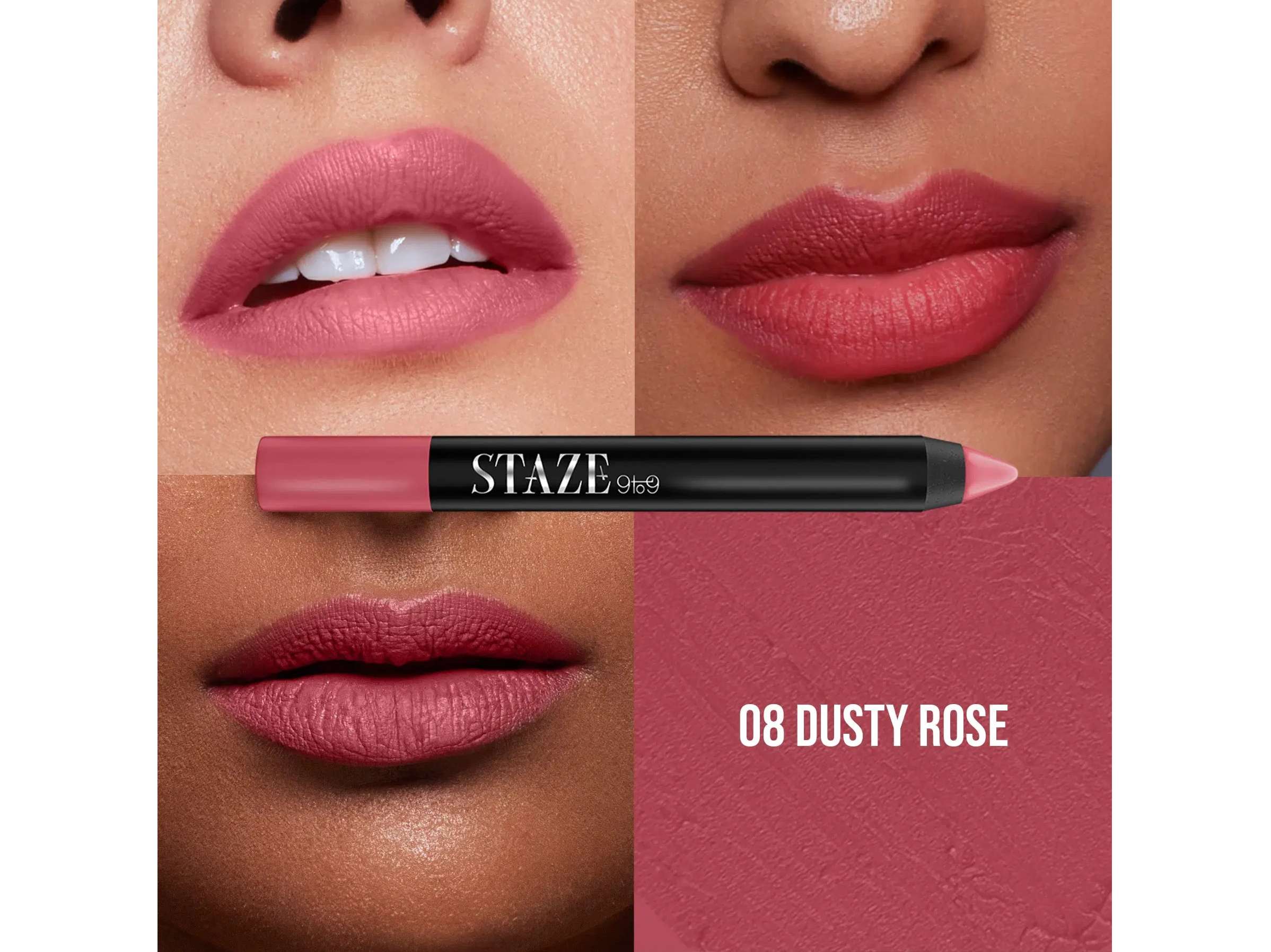 Staze 9to9 Pout On Transfer proof Lip Crayon - Dusty Rose - 08 view 2