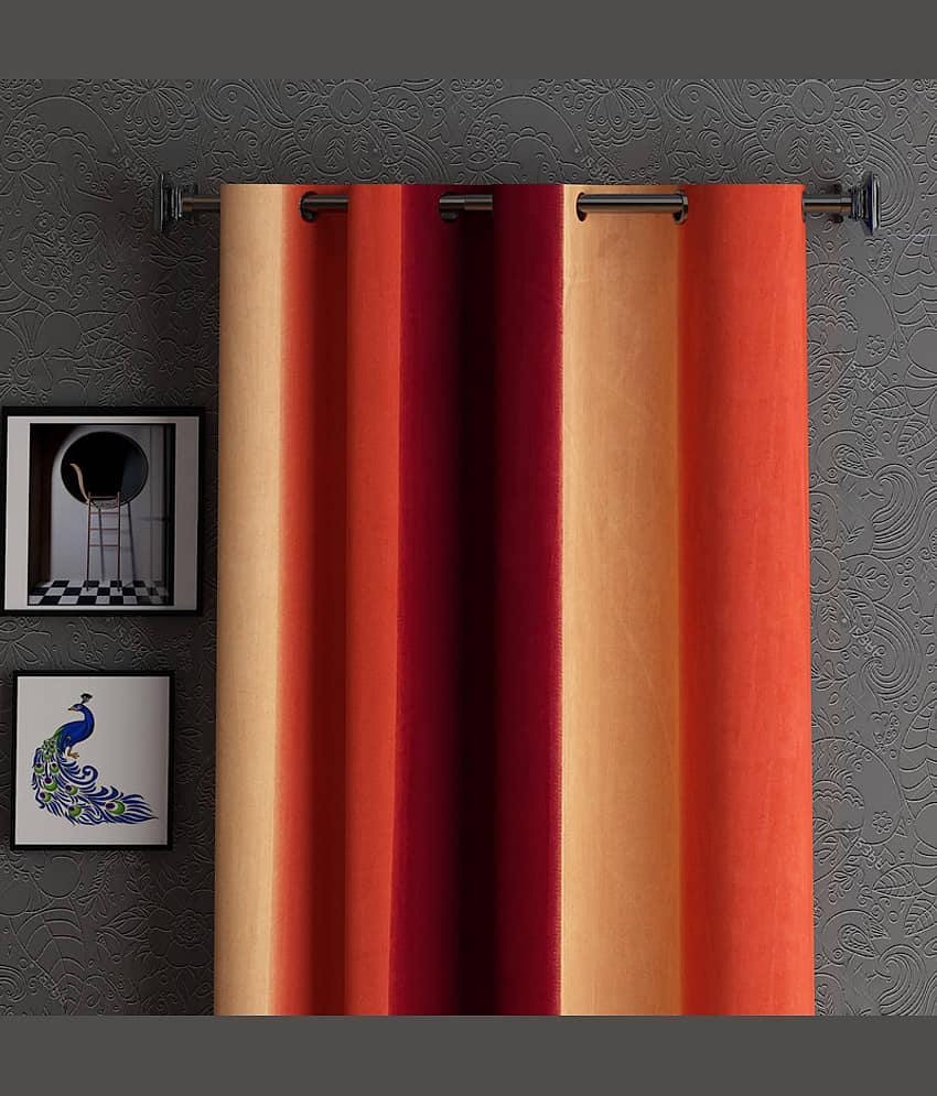 N2C Home - Brown Polyester Colorblock Window Curtain ( Pack of 2 ) view 2