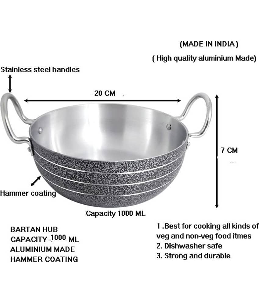 bartan hub With Lid Enamle Shallow Kadhai 1000 mL view 2