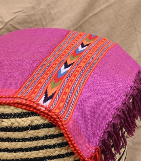 Himachali Pure Kullu Handloom Stole – Magenta, Handcrafted Winter Elegance view 2