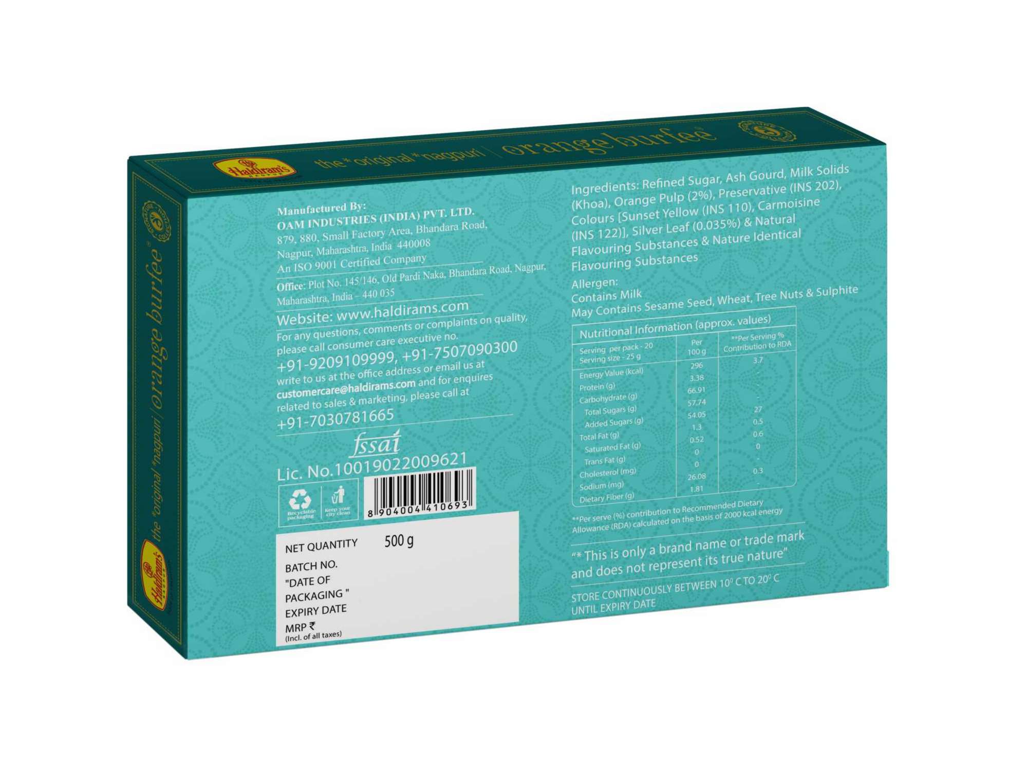 Haldiram's Orange Burfee Packed Sweets - 250 Gm - Pack of 2 view 2