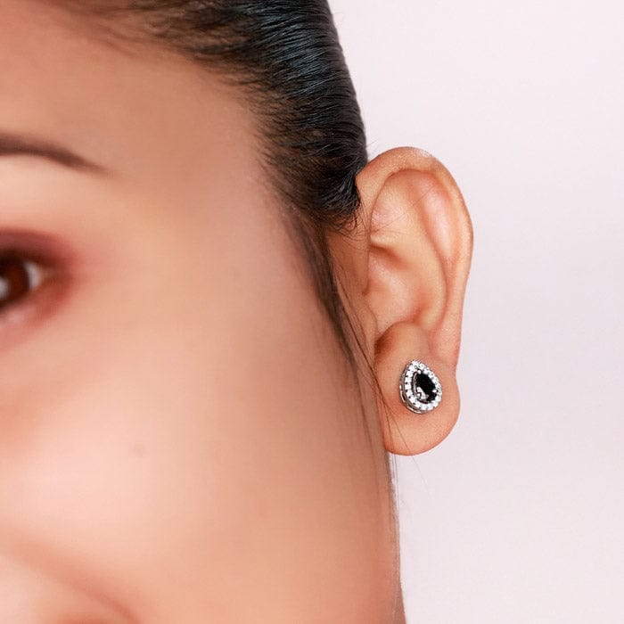 Silver Night Aura Pear Studs view 2