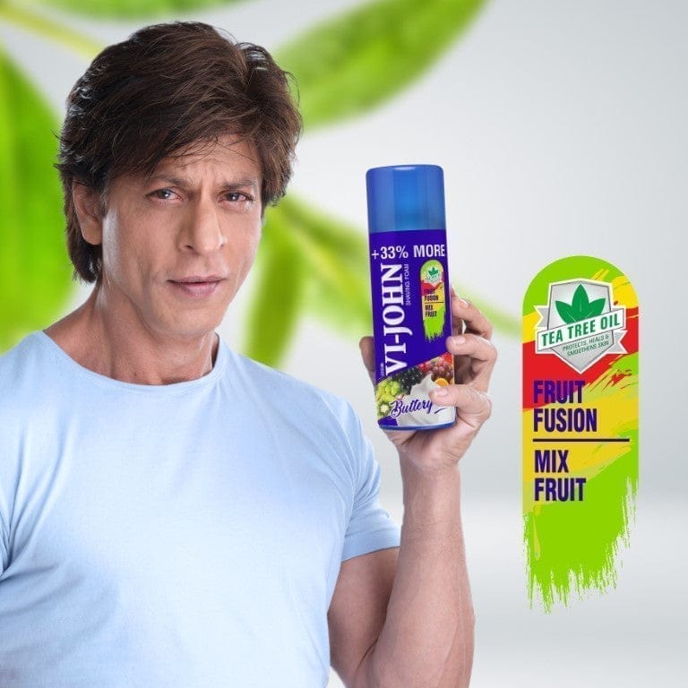 VI-JOHN Fruit Fusion Shaving Foam With Fruit Extract & Tea Tree Oil - 400 GM (Pack Of 2 - 800 GM) view 2