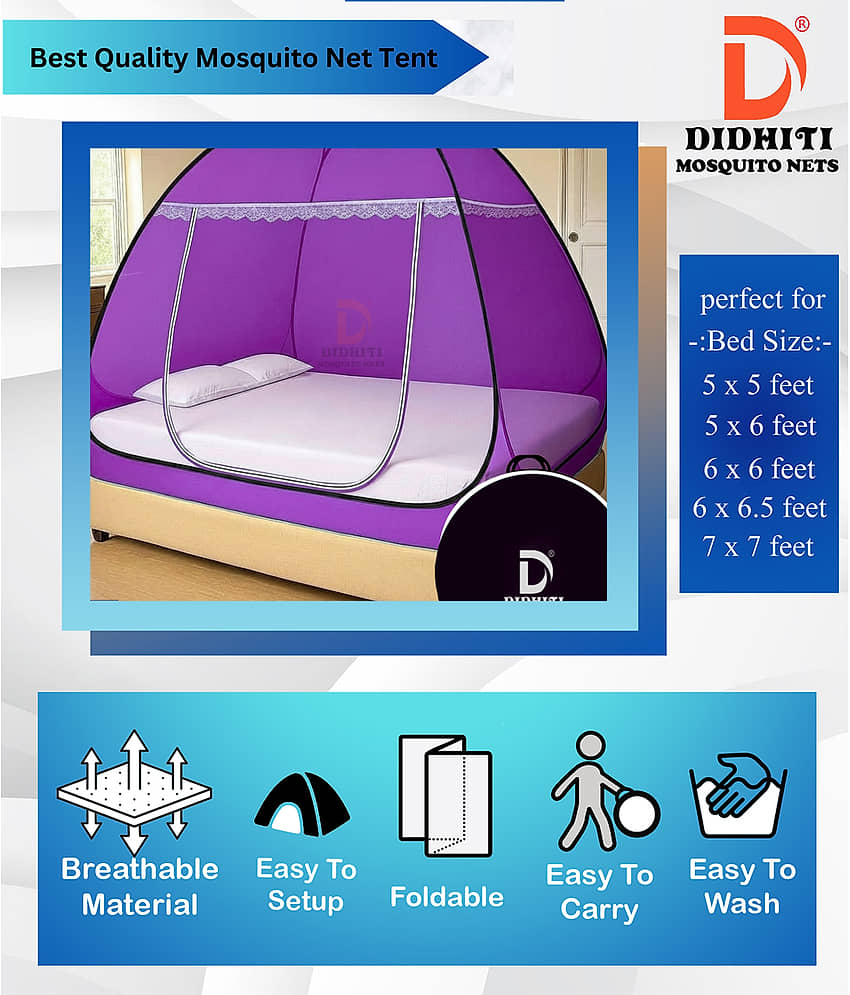 didhiti - Dark Blue Polycotton Foldable Mosquito Net ( Pack of 1 ) view 2