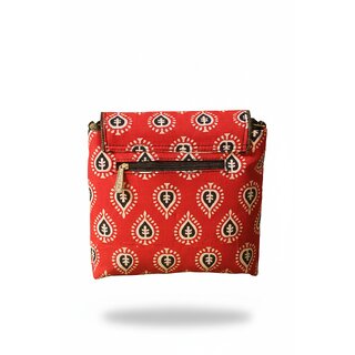 Red Paisley Ethnic Crossbody Sling Bag view 2